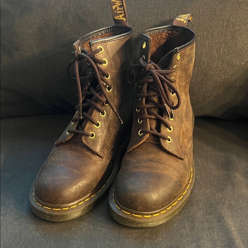 Dr. Martens Dark Brown Leather Boots - Mens 10